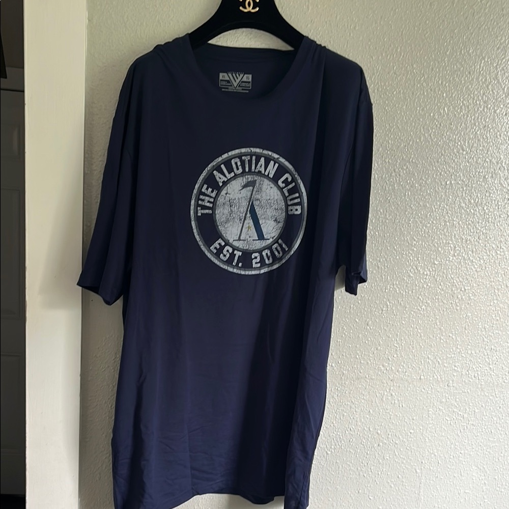 Blue Short Sleeve Tee with Graphic Design